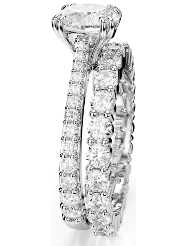 Swar*vski - Set (2), Round cut, White, Rhodium plated-5649216-