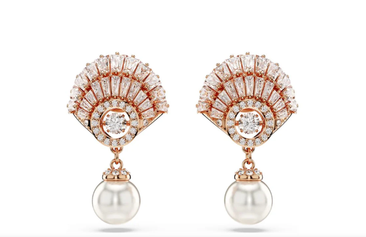 Swar*vski - Dyllia Earrings, Rose Gold-Tone and White Crystals, 5689196