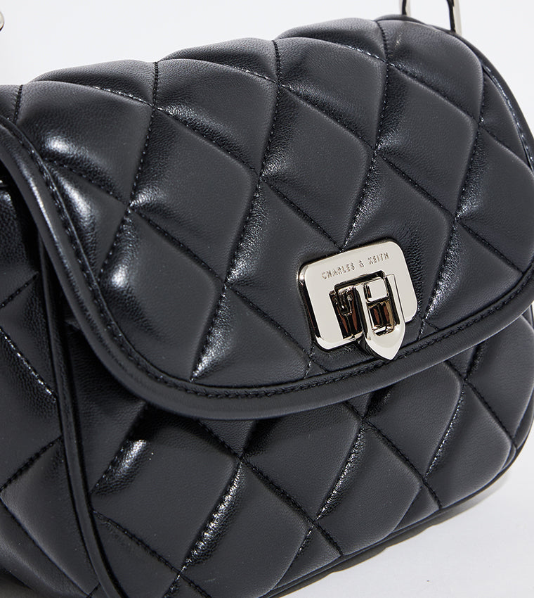 Typing Tutor Charles And Keith Metal Push Lock Crossbody Bag