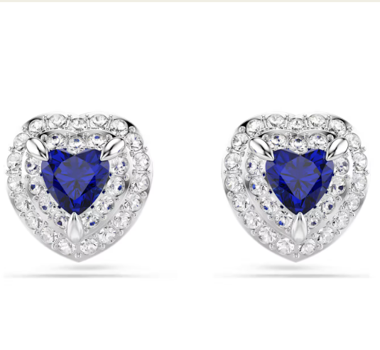 Swar*vski - Heart cut, Heart, Blue, Rhodium plated-5743581(5446995)