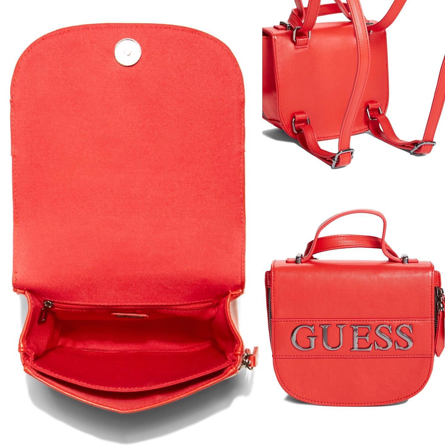 Gues* -  Rounded Backpack Bag -  Red