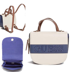 Gues* -  Rounded Backpack Bag -  White/Navy