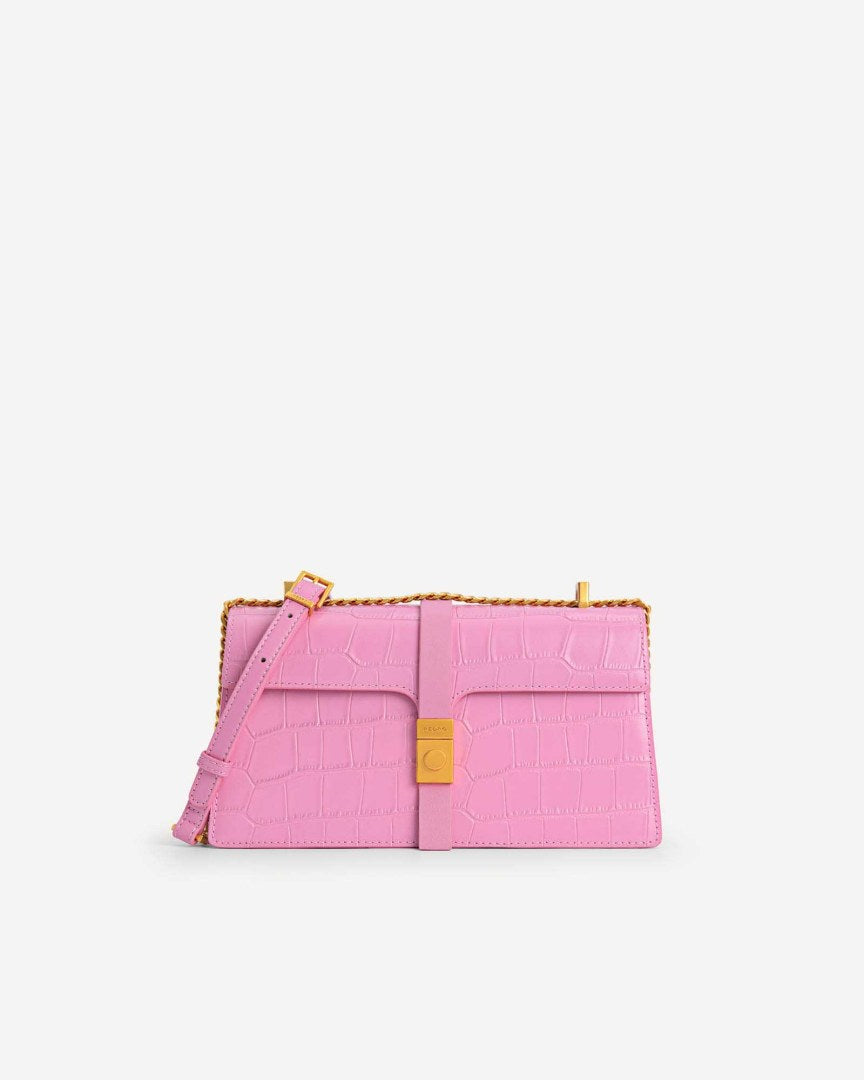 PE*RO -  Croc-Effect Crossbody Bag - Pink