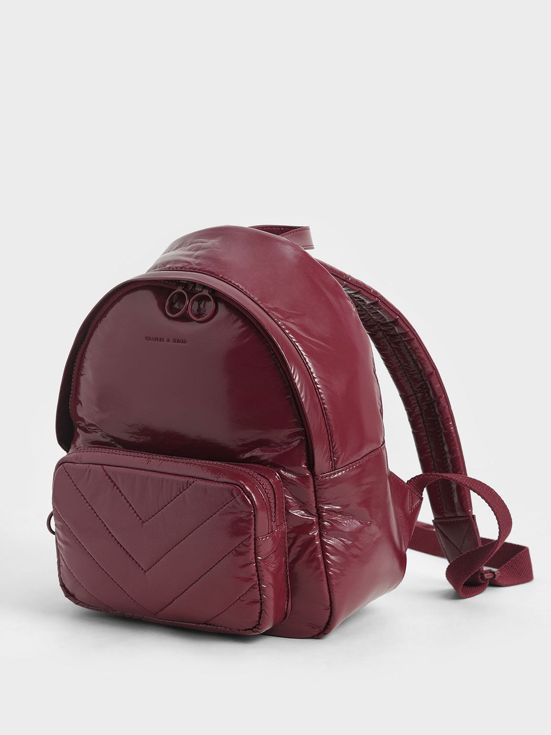 Charles & Ke*th - Quilted Double Zip Backpack - burgundy