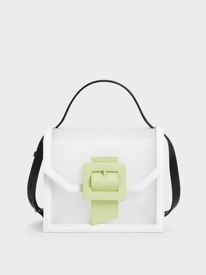 Charles & Ke*th - See-through Front Buckle Crossbody Bag - White