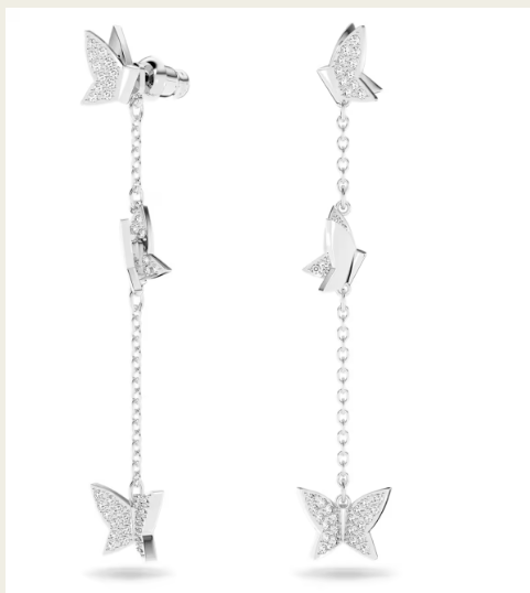 Swar*vski - Butterfly, Long, White, Rhodium plated-5636423(5662182)