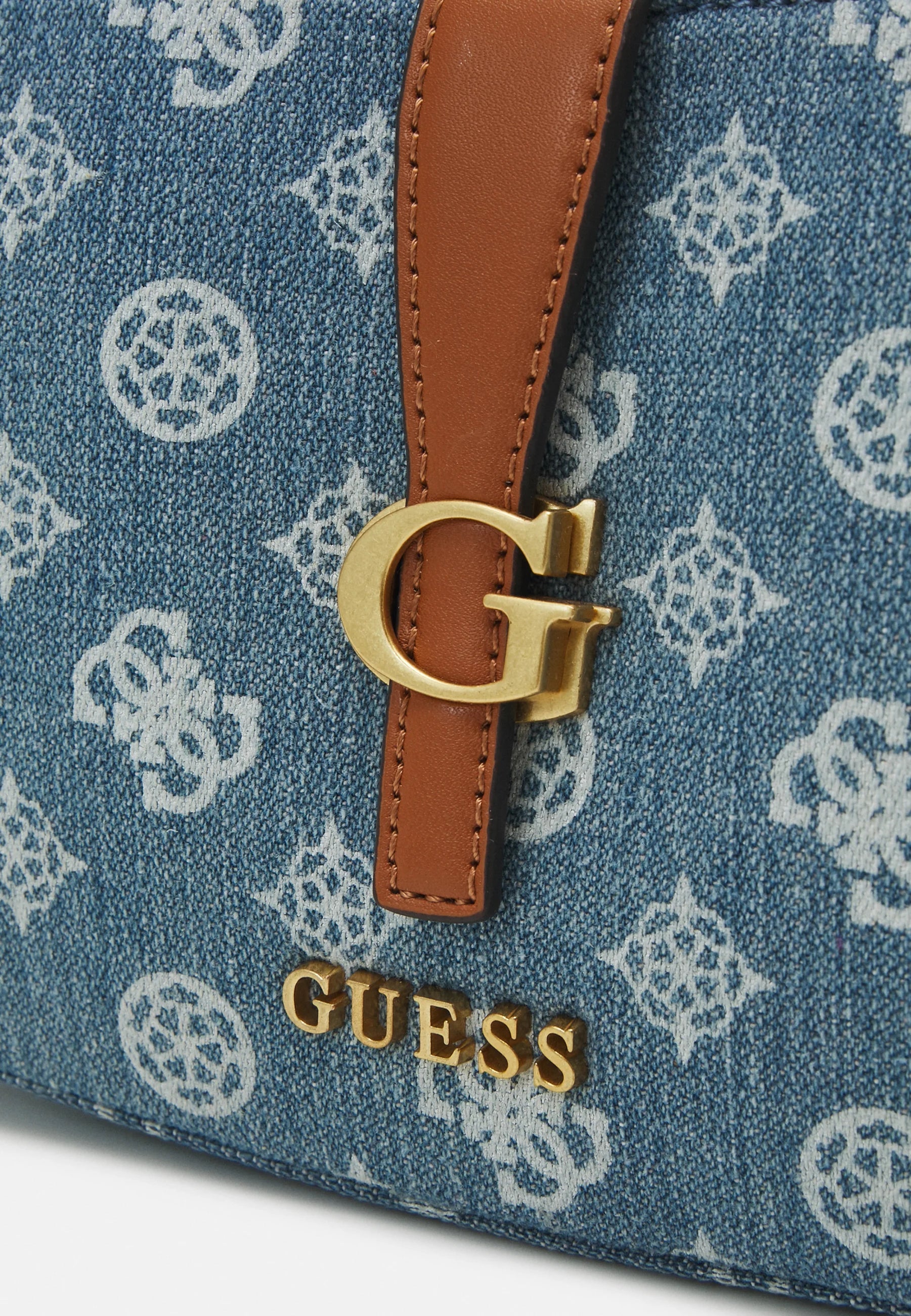 Gues* Kuba top zip shoulder bag- Handbag denim logo (AD-SEP