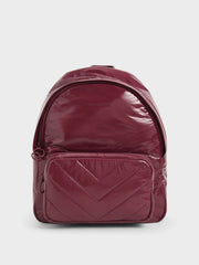 Charles & Ke*th - Quilted Double Zip Backpack - burgundy