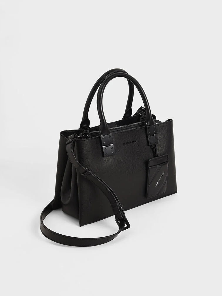 Charles & Ke*th - Cameron Double Top Handle Bag - Ultra-Matte Black (AD-SEP)