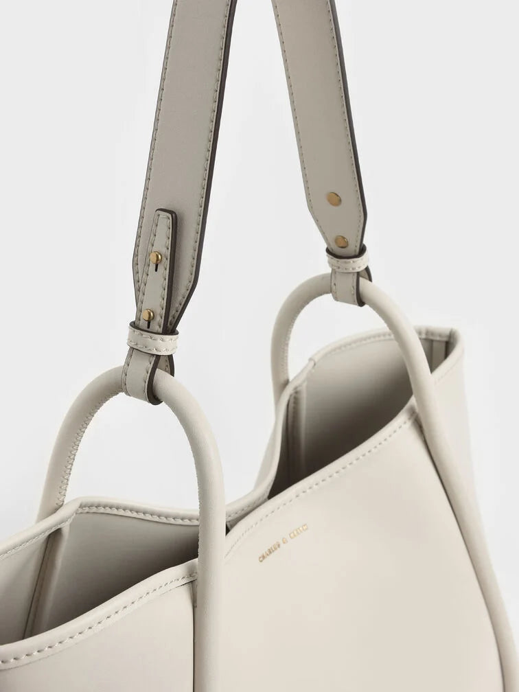 Charles & Ke*th - Lyla Tubular Slouchy Tote Bag - Cream (AD-July)