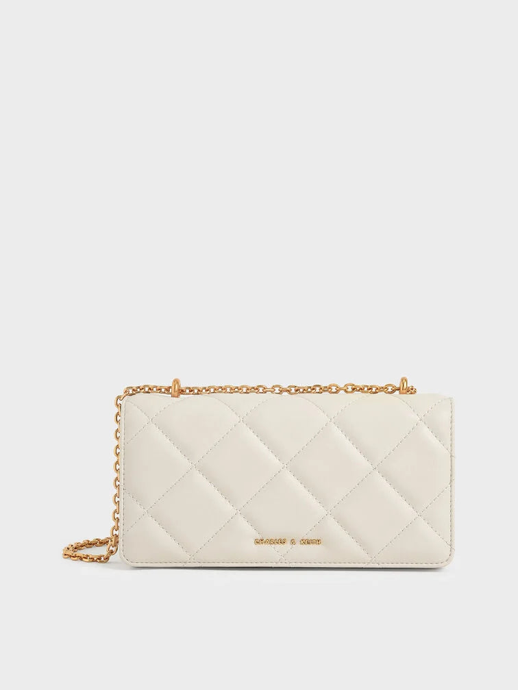 Charles & Ke*th - Paffuto Chain Handle Quilted Long Wallet - Cream (AD-SEP)
