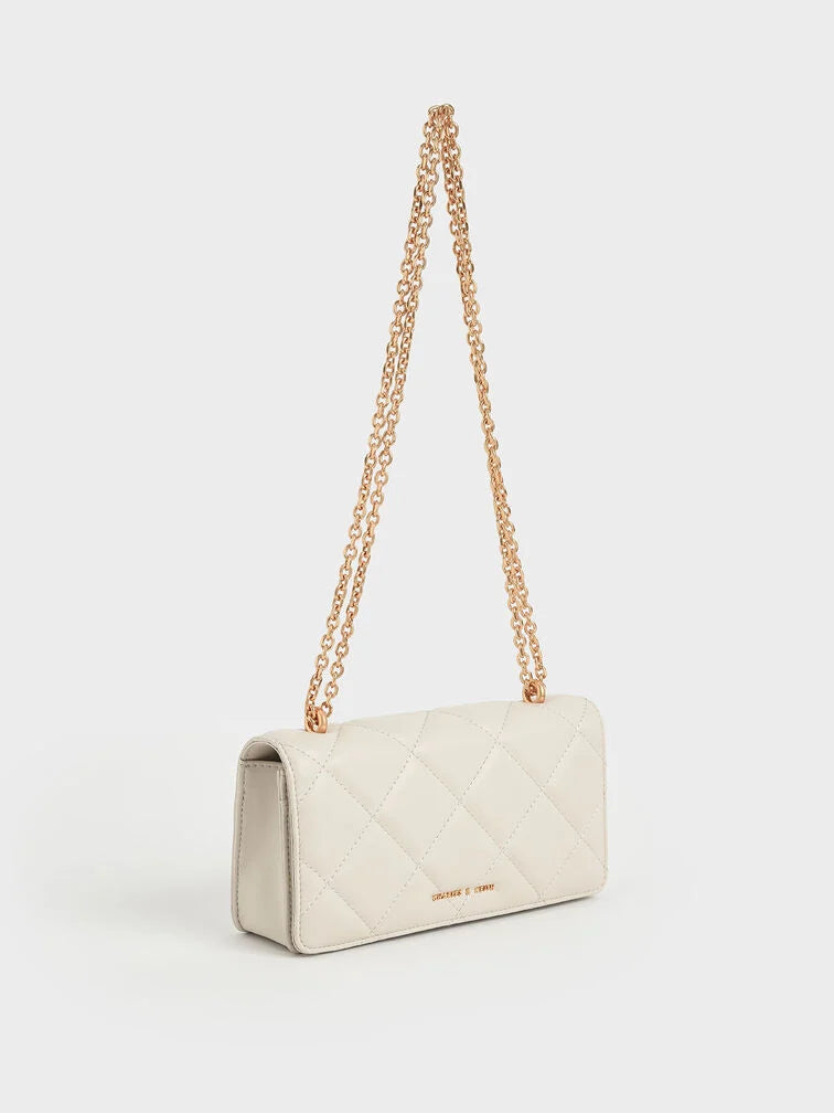 Charles & Ke*th - Paffuto Chain Handle Quilted Long Wallet - Cream (AD-SEP)