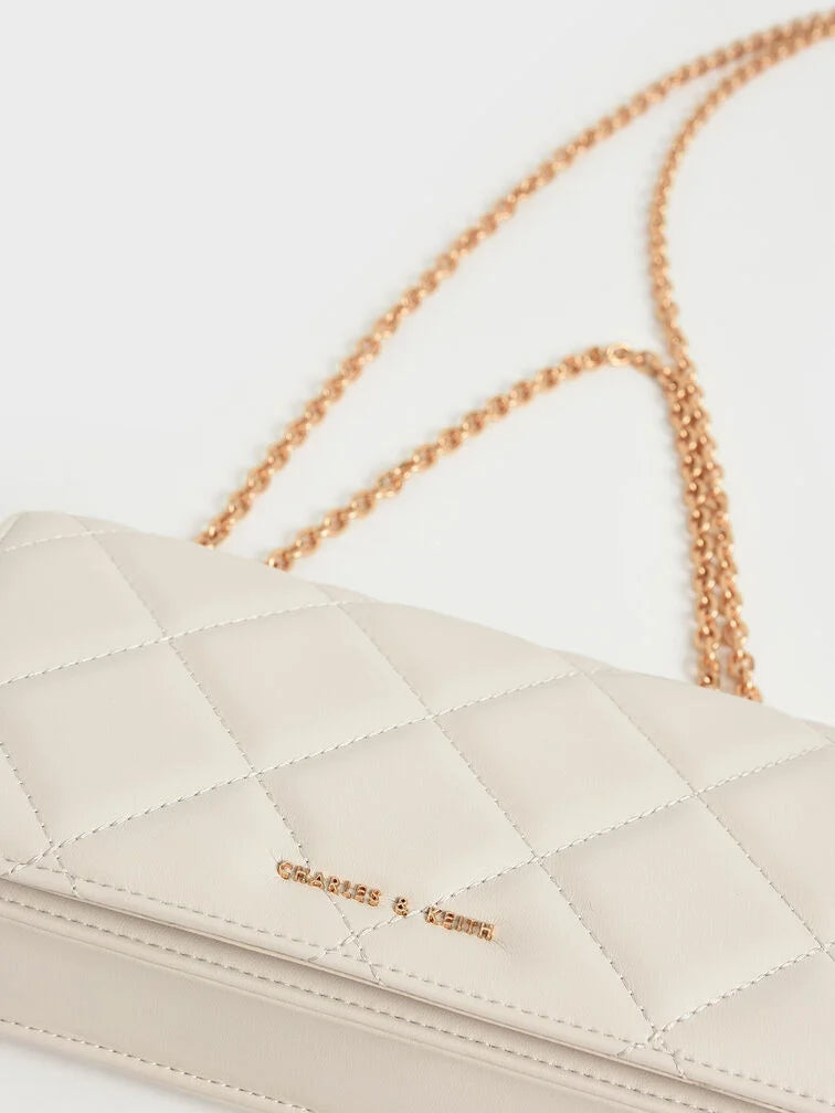 Charles & Ke*th - Paffuto Chain Handle Quilted Long Wallet - Cream (AD-SEP)