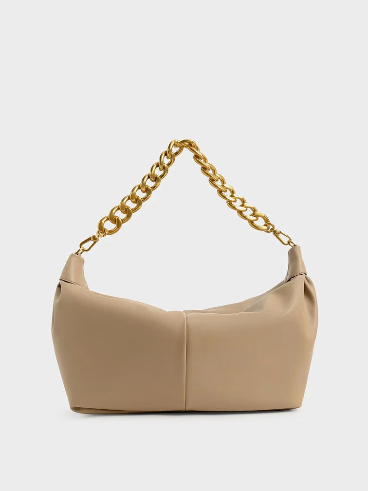 Charles & Ke*th -Chunky Chain Link Hobo Bag - Caramel (NB)