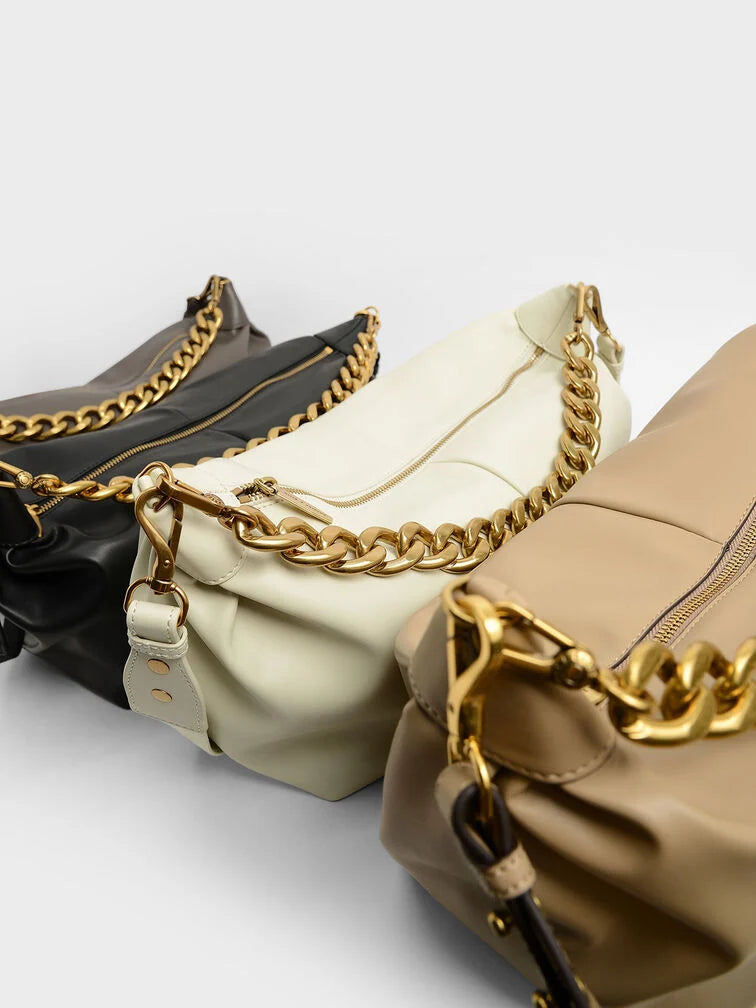 Charles & Ke*th -Chunky Chain Link Hobo Bag - Caramel (NB)
