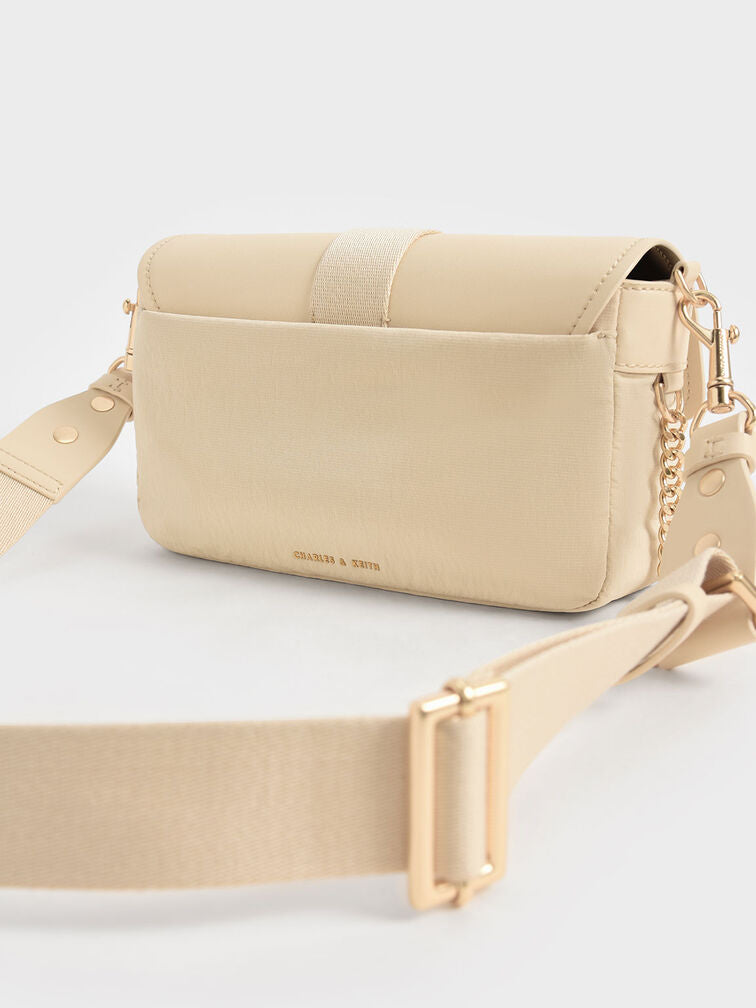 Charles & Ke*th - Aspen Metallic Belt Buckle Shoulder Bag -beigh (Minor defect-14 AUGUST SALE)