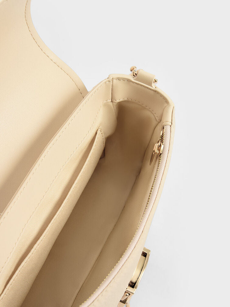 Charles & Ke*th - Aspen Metallic Belt Buckle Shoulder Bag -beigh (Minor defect-14 AUGUST SALE)