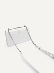 PE*RO - Leather Croc-Effect Shoulder Bag - White