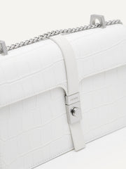 PE*RO - Leather Croc-Effect Shoulder Bag - White