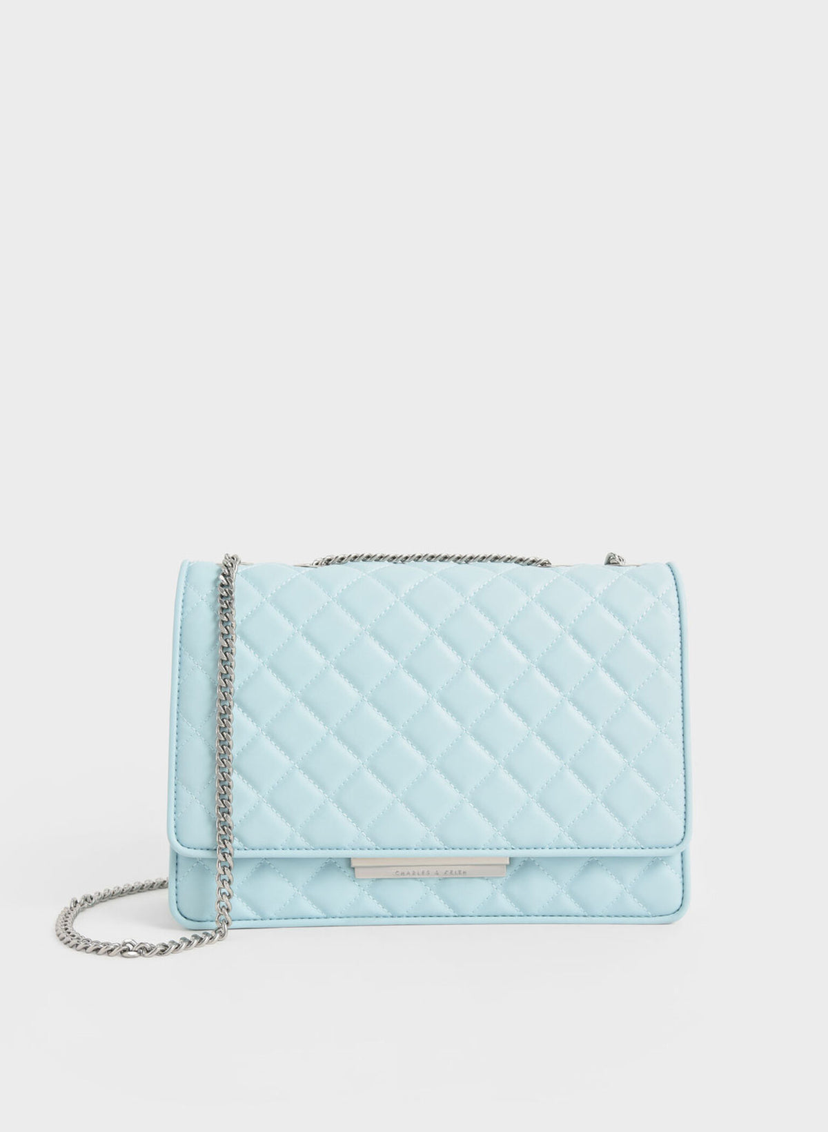 Charles & Ke*th - Double Chain Handle Quilted Bag - Light Blue