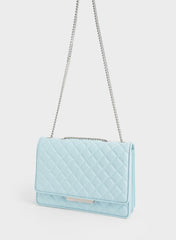 Charles & Ke*th - Double Chain Handle Quilted Bag - Light Blue