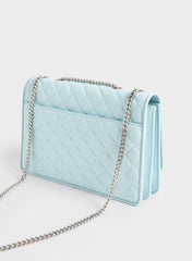 Charles & Ke*th - Double Chain Handle Quilted Bag - Light Blue