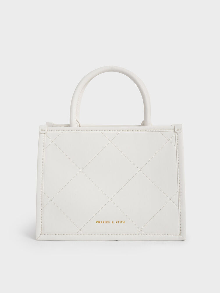 Charles & Ke*th - Celia Quilted Double Handle Tote Bag - White - (NB)