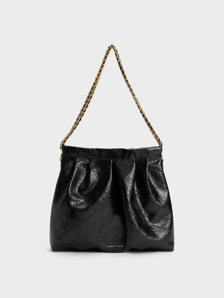 Charles & Ke*th - Duo Double Chain Hobo Bag - Black (AD-July)