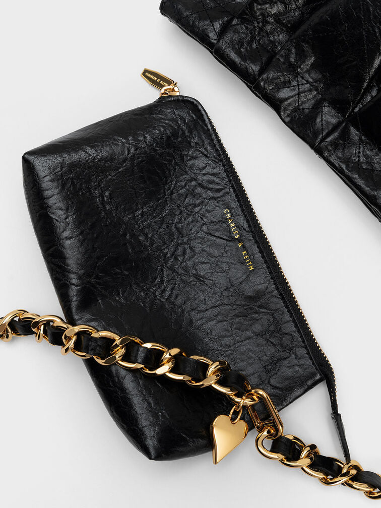 Charles & Ke*th - Duo Double Chain Hobo Bag - Black (AD-July)
