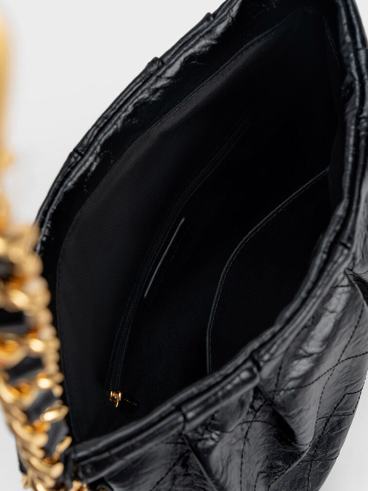 Charles & Ke*th - Duo Double Chain Hobo Bag - Black (AD-July)
