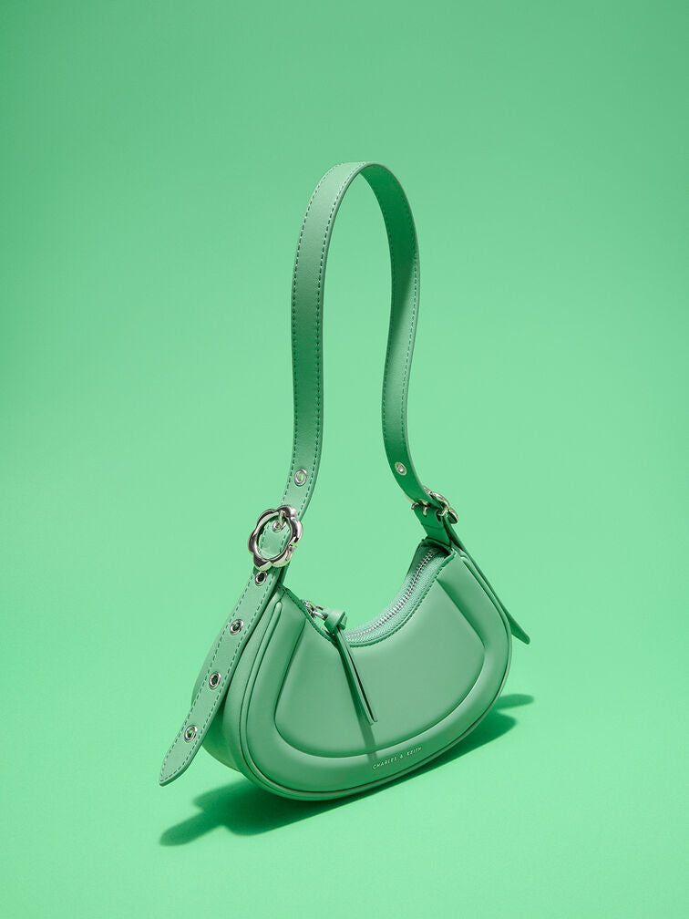 MINOR-DEFECT -  Charles & Ke*th -  Petra Curved Shoulder Bag - Green (NB)