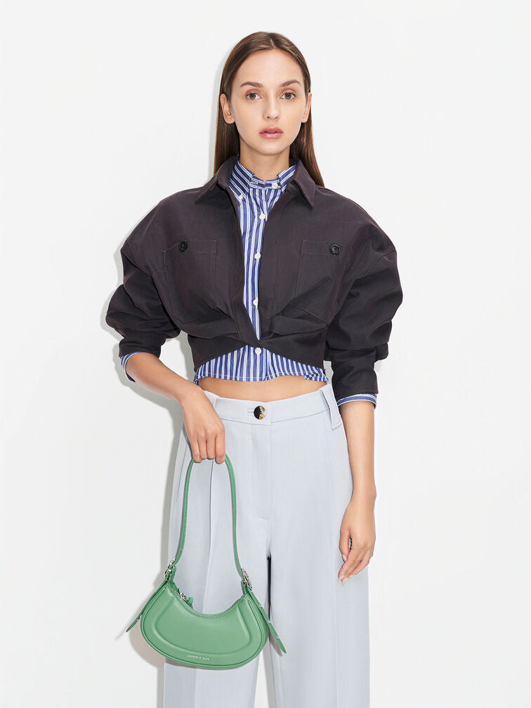 MINOR-DEFECT -  Charles & Ke*th -  Petra Curved Shoulder Bag - Green (NB)