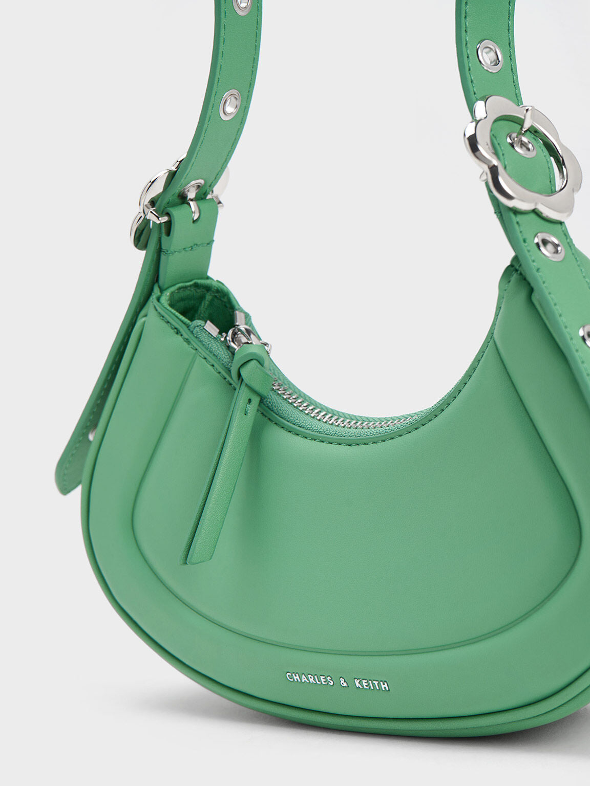 MINOR-DEFECT -  Charles & Ke*th -  Petra Curved Shoulder Bag - Green (NB)
