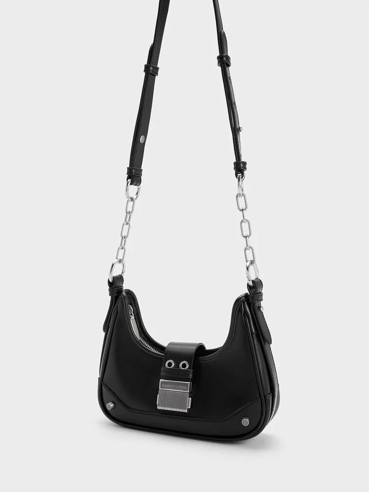Charles & Ke*th - Winslet Canvas Belted Hobo Bag - Black (AD-SEP)