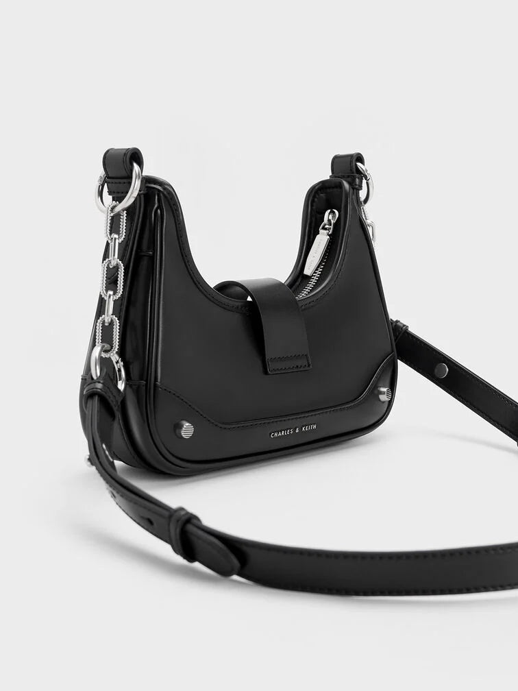 Charles & Ke*th - Winslet Canvas Belted Hobo Bag - Black (AD-SEP)