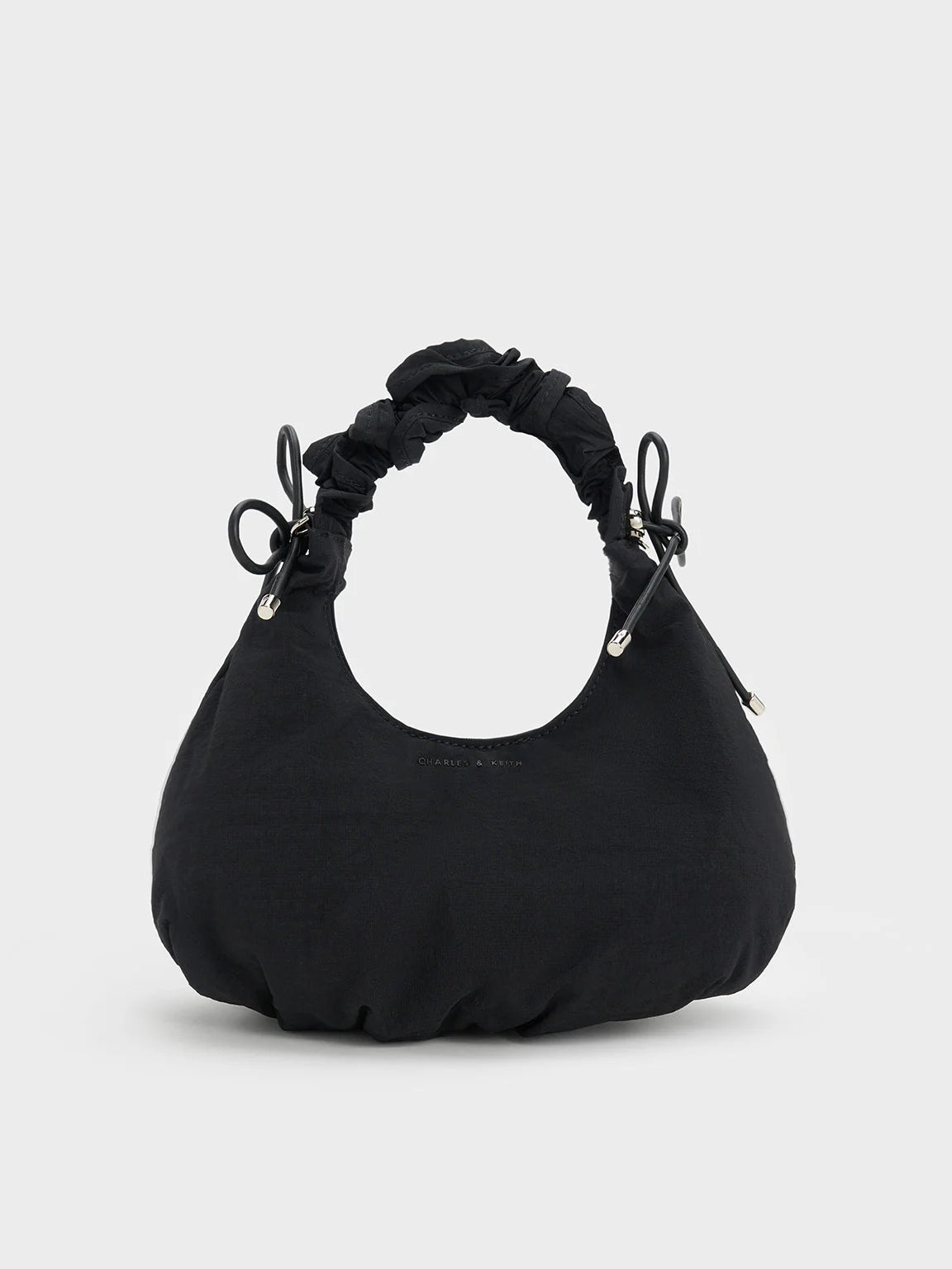 Charles & Ke*th -  (MINOR DEFECT) Maisy Ruched Nylon Bag- BLACK-SALE (NB)