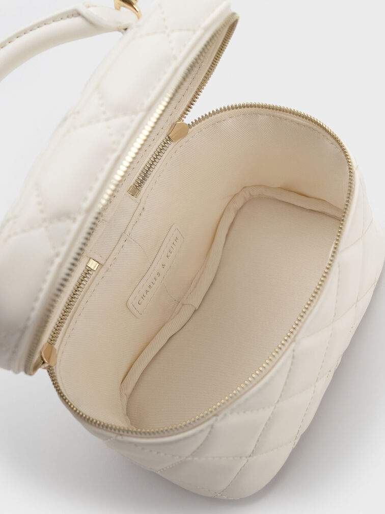 Quilted Two-Way Zip Mini Bag - White -(AD-JUN16-LTPT)