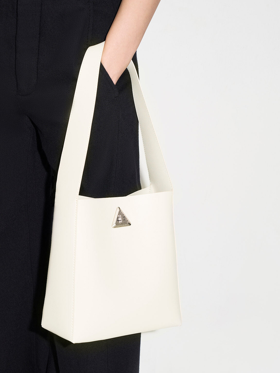 Charles & Ke*th - (MINOR DEFECT) Trice Metallic Accent Large Hobo Bag - Chalk - 14 AUGUST SALE