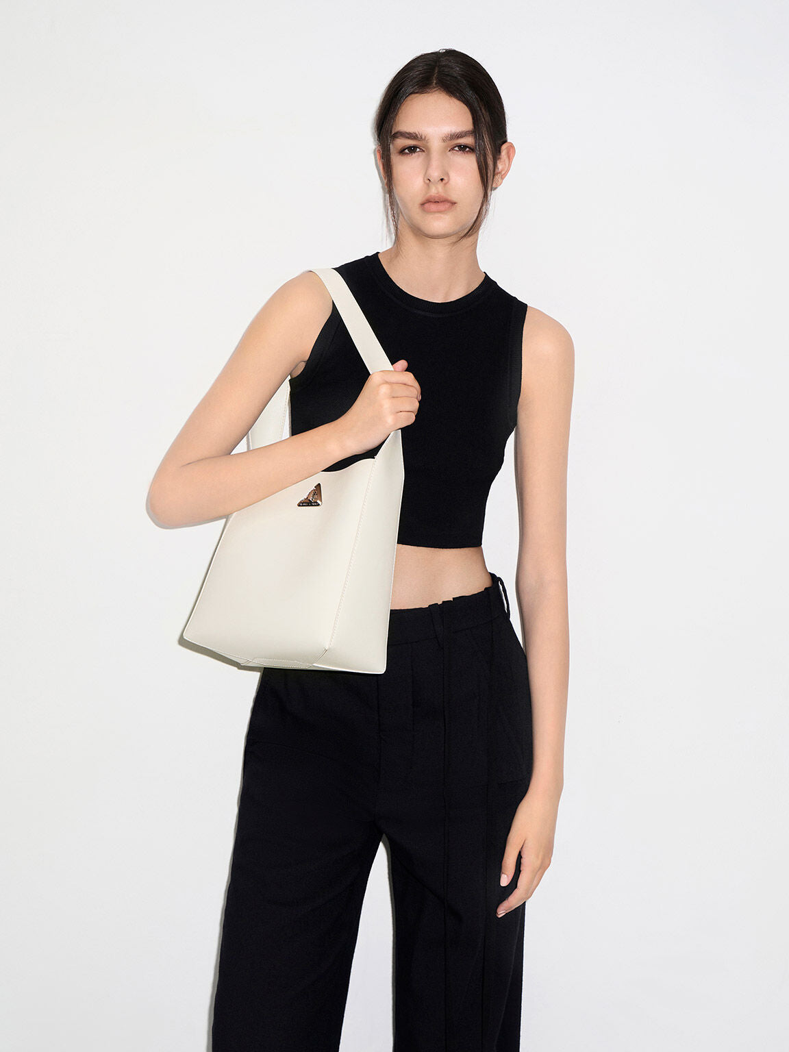 Charles & Ke*th - (MINOR DEFECT) Trice Metallic Accent Large Hobo Bag - Chalk - 14 AUGUST SALE