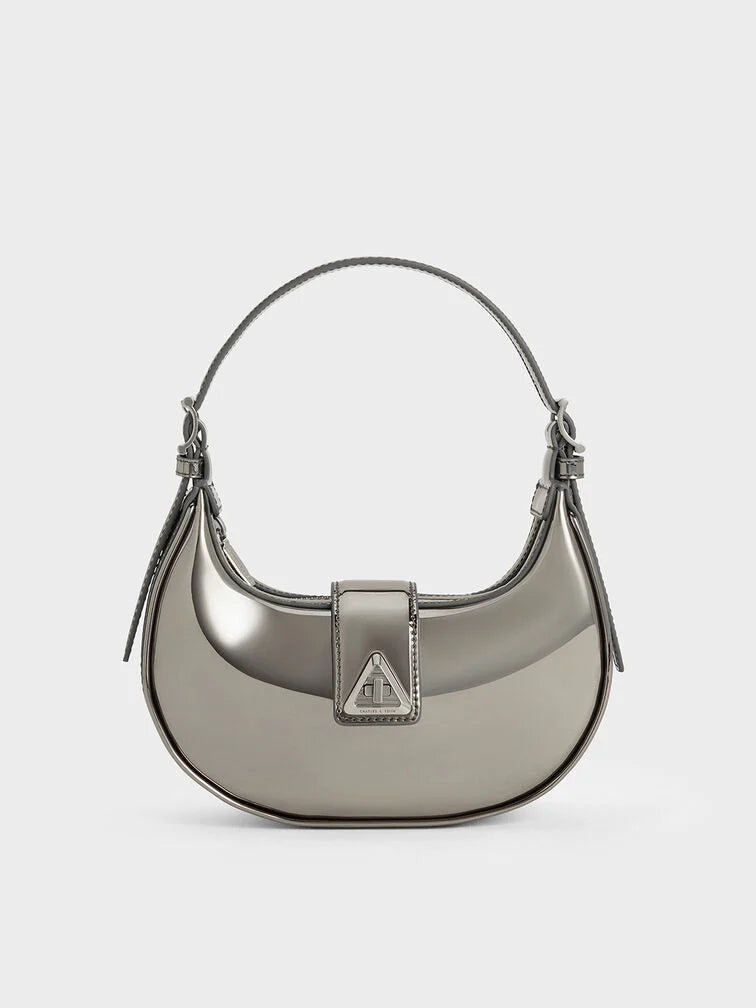 Charles & Ke*th - Trice Metallic Accent Belted Shoulder Bag - Pewter (AD-Sep)