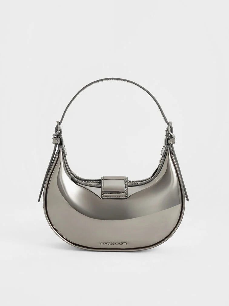 Charles & Ke*th - Trice Metallic Accent Belted Shoulder Bag - Pewter (AD-Sep)