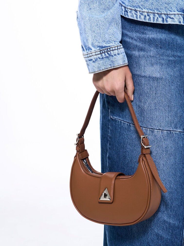 Charles & Ke*th - Trice Metallic Accent Belted Shoulder Bag - Cognac (AD-June)