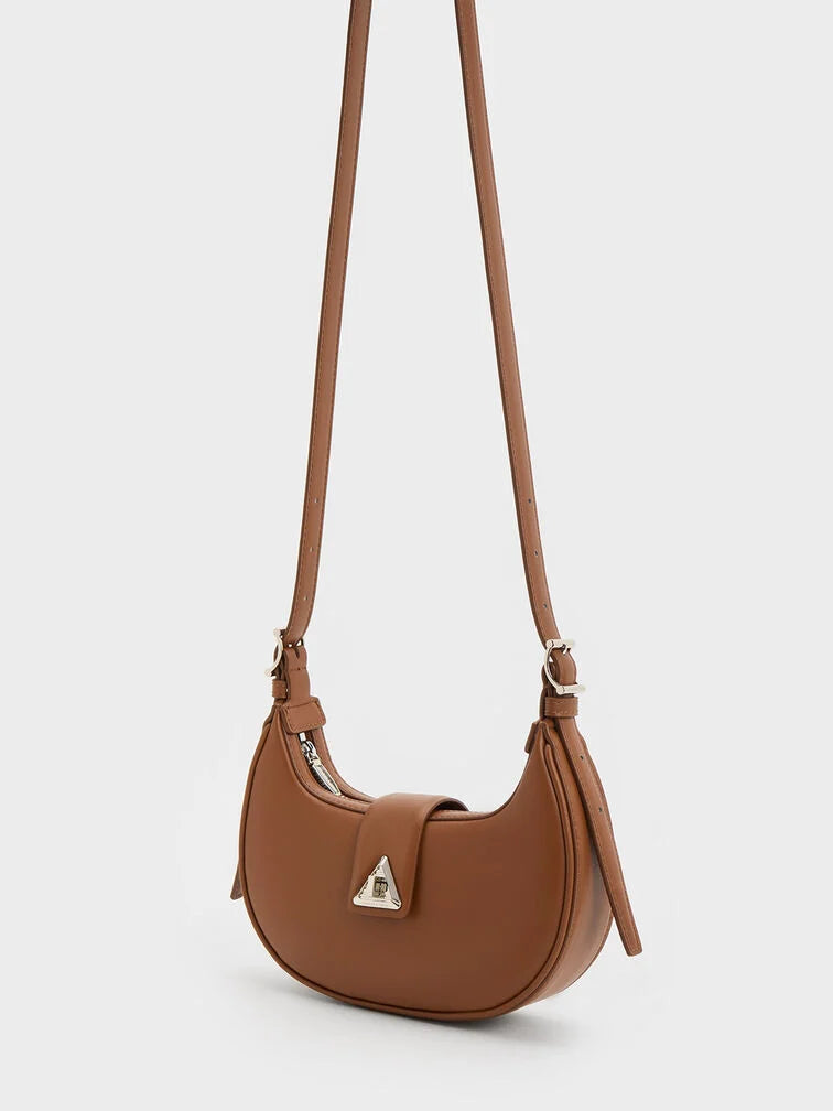 Charles & Ke*th - Trice Metallic Accent Belted Shoulder Bag - Cognac (AD-June)