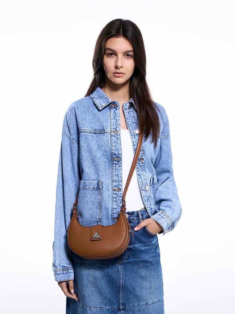 Charles & Ke*th - Trice Metallic Accent Belted Shoulder Bag - Cognac (AD-June)