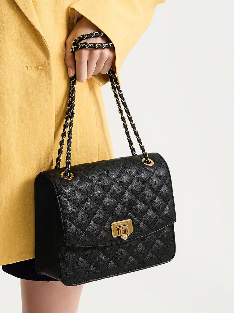 Charles & Ke*th - Cressida Quilted Chain Strap Bag - Black (AD-SEP)