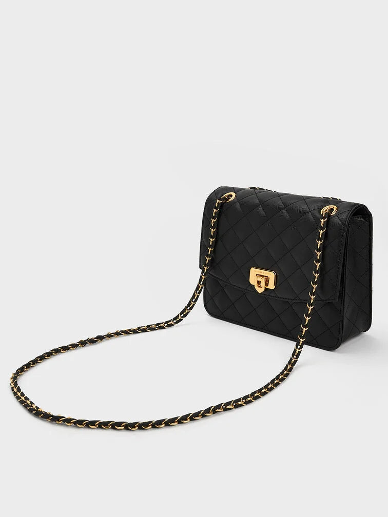 Charles & Ke*th - Cressida Quilted Chain Strap Bag - Black (AD-SEP)