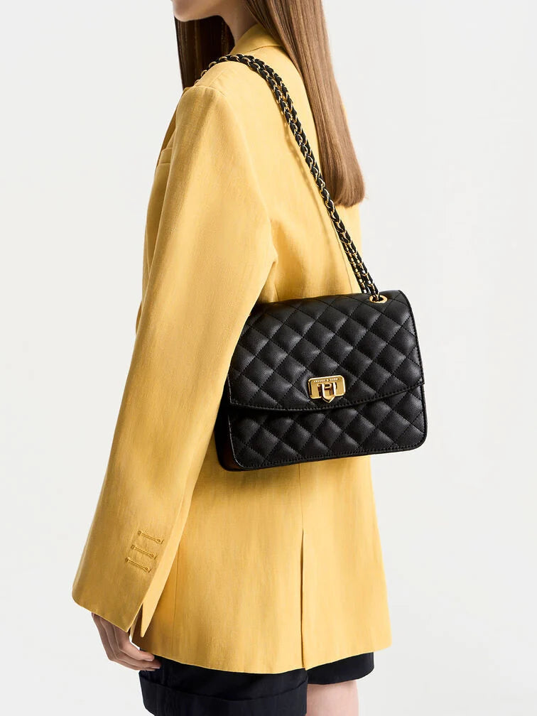 Charles & Ke*th - Cressida Quilted Chain Strap Bag - Black (AD-SEP)