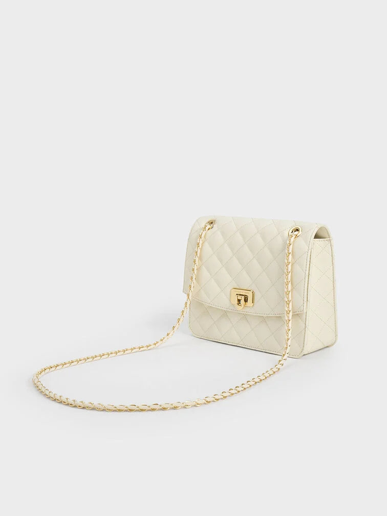 Charles & Ke*th - Cressida Quilted Chain Strap Bag - Cream (AD-SEP)