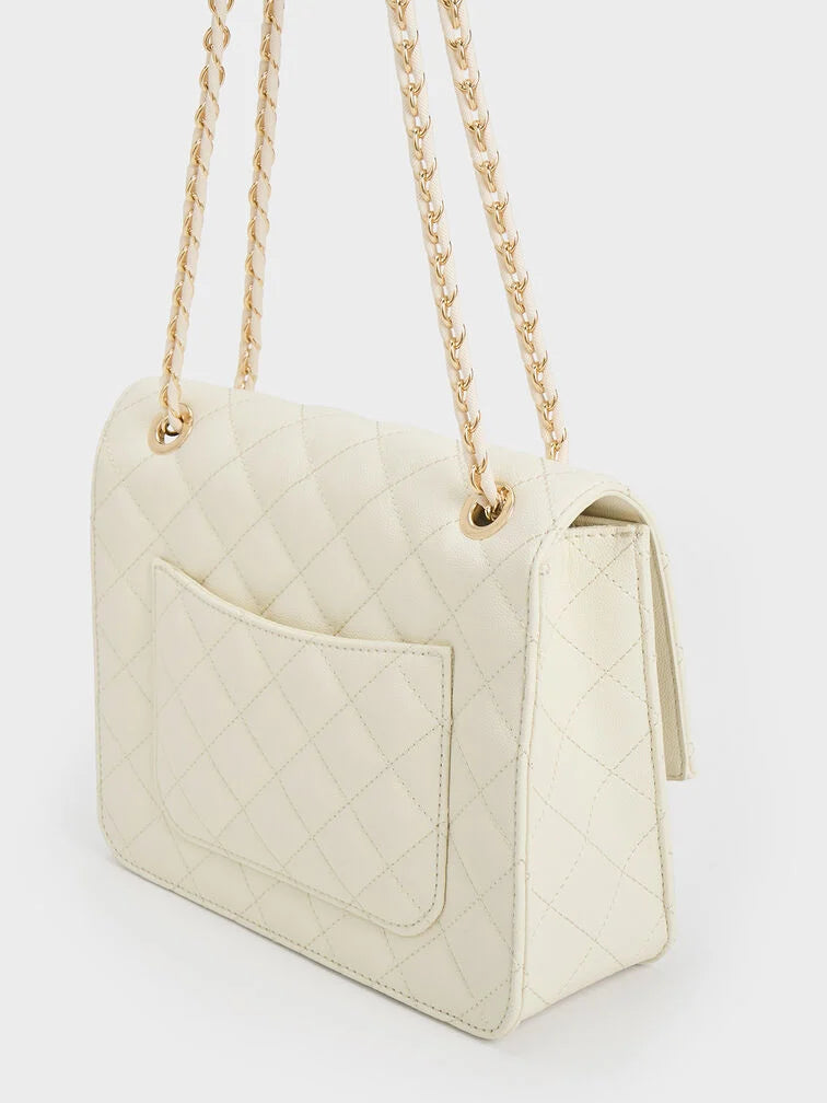 Charles & Ke*th - Cressida Quilted Chain Strap Bag - Cream (AD-SEP)