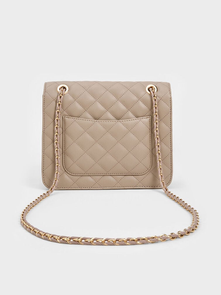 Charles & Ke*th - Cressida Quilted Chain Strap Bag - Taupe (AD-SEP)